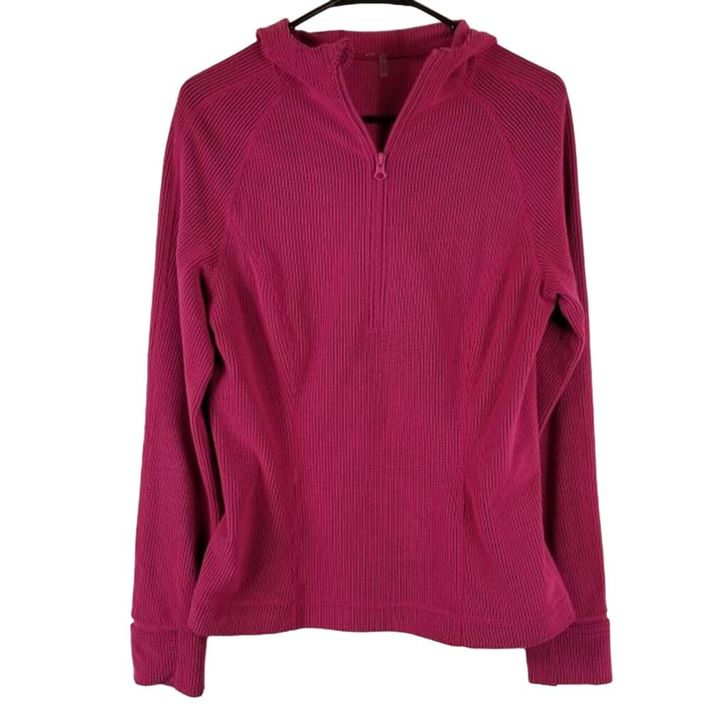 Zella Athletic Athleisure Winter Pink Hooded Fold Over Hand Warmer Sweatshirt S